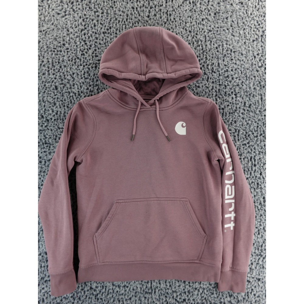 Carhartt Logo Hoodie Sweatshirt Dusty Rose Pink Youth S 4-6